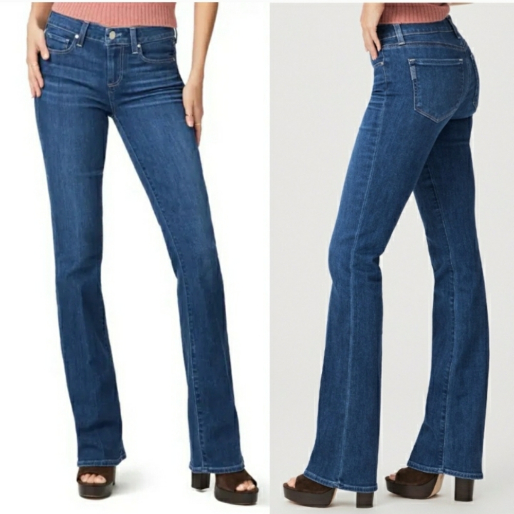 PAIGE Manhattan Midrise Boot Cut Denim Jeans Medium Wash Sz 27